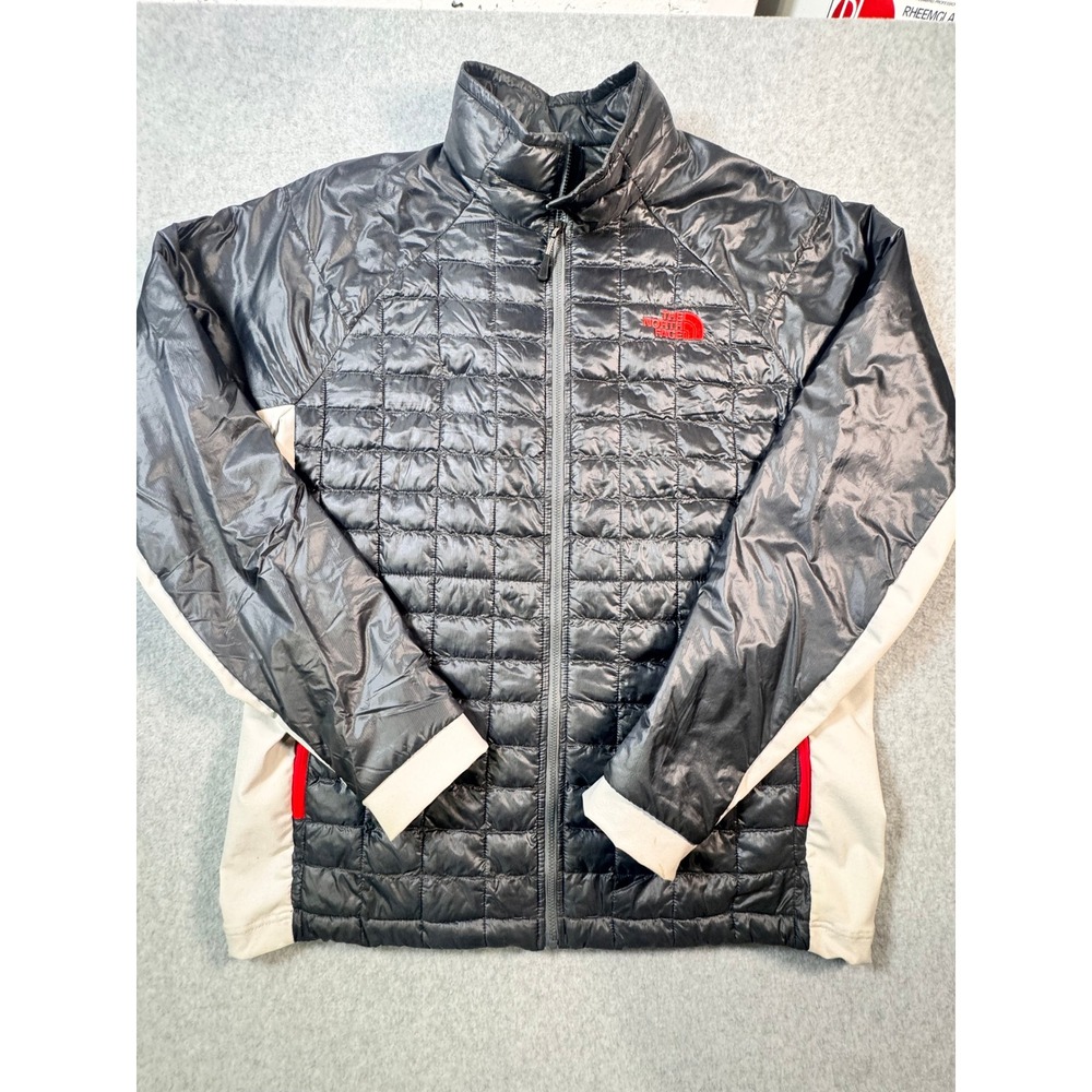 The North Face Mens Thermoball Hybrid Insulated Jacket Black Gray Red Large